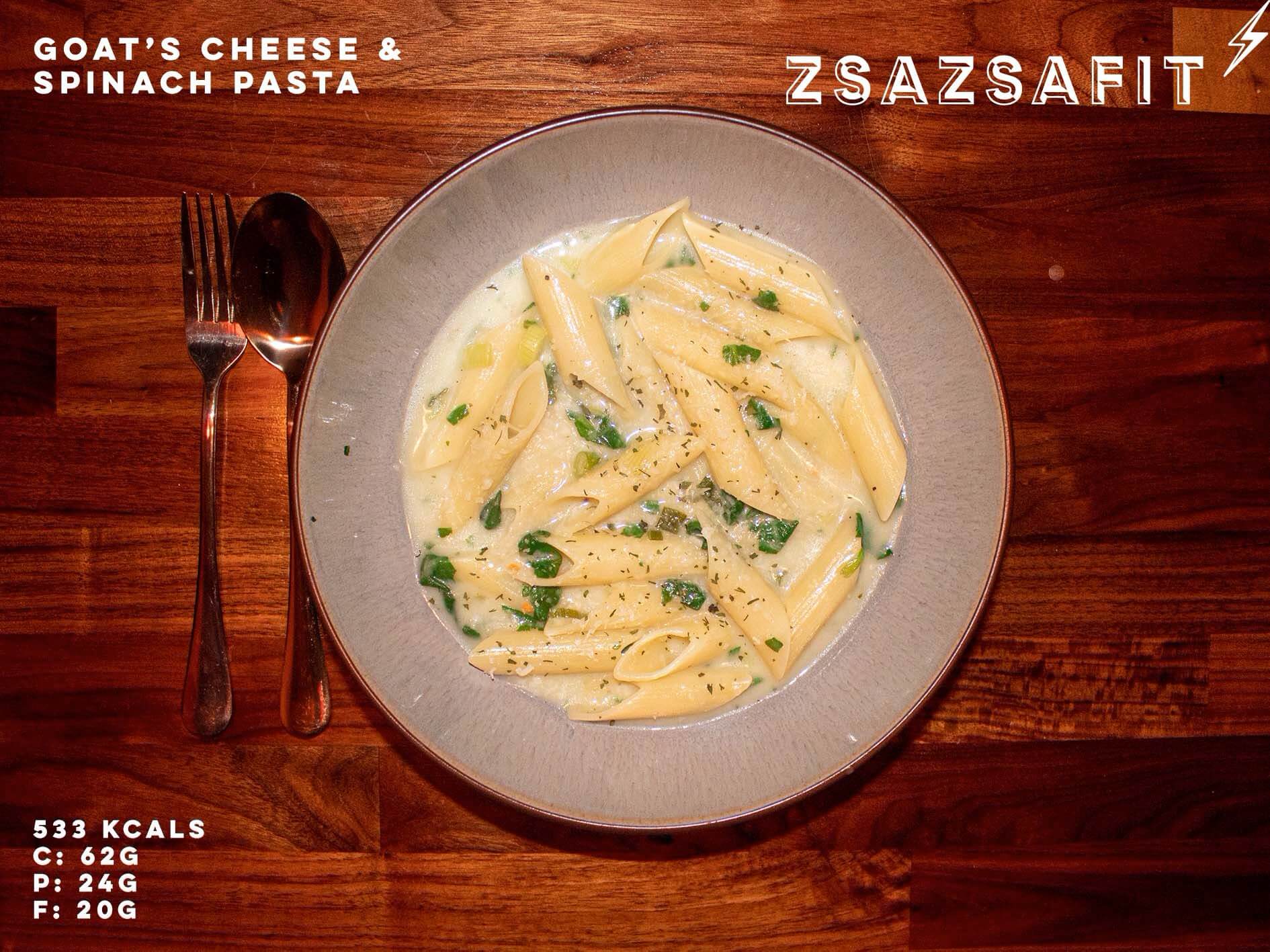 Goats cheese & spinach pasta ZsaZsaFit